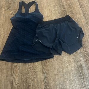 Lululemon blue thak Top & Running Shorts Set